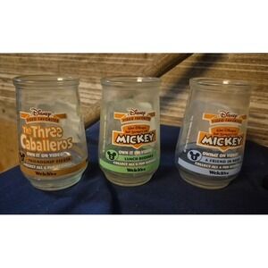 Vintage Welch's Disney Favorites Jelly Jars‎ Set of 3 Mickey Mouse Caballeros